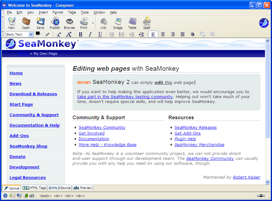 seamonkey html